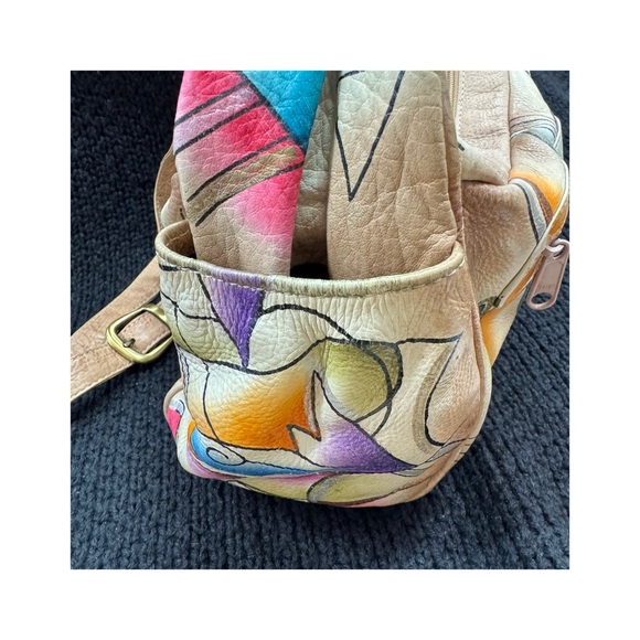 Colorful Abstract Hand Painted Leather Bag - Picture 5 of 11